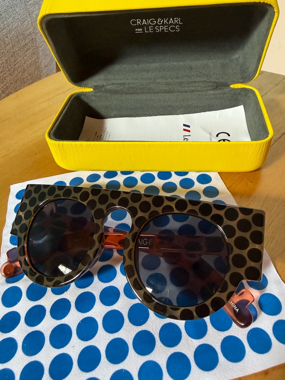 Le Specs x Craig & Karl Sunglasses Round Polka Dot Frame